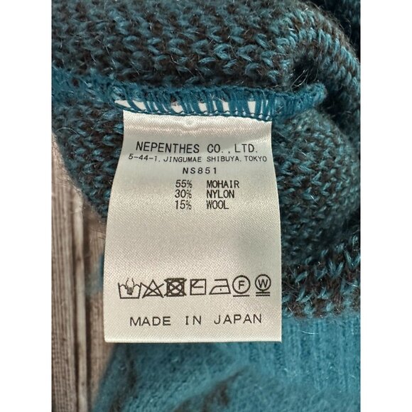 South2 West8 Mohair blend Sweater color Teal black size XL NWT made in Japan - Picture 5 of 7